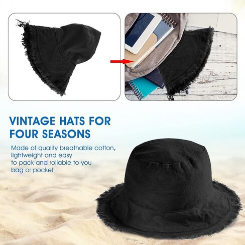 WLLHYF Bucket Hats Wide Brim Cotton Sun Hats for Women Summer Outdoor Travel Beach Sun Hat UPF 50+ in Saudi Arabia