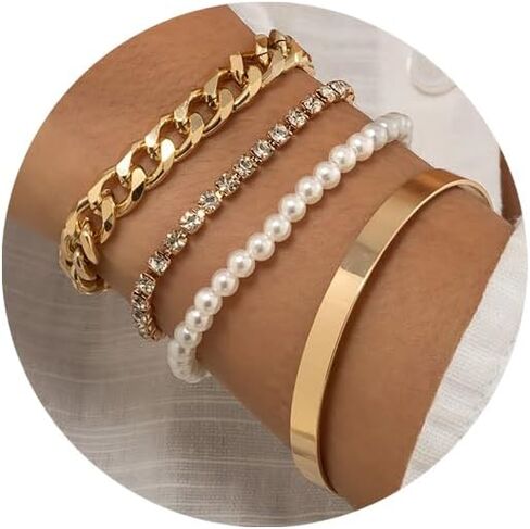 أساور ذهبية للنساء، مجموعة أساور ذهبية مكدسة، مجموعة أساور ذهبية للسيدات، مجموعة هدايا مجوهرات in Kuwait