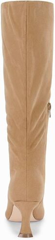 Coutgo Womens Knee High Boots Pointed Toe Kitten Heel Side Zipper Stretchy Vegan Suede Comfort Fall Winter Boot in Saudi Arabia