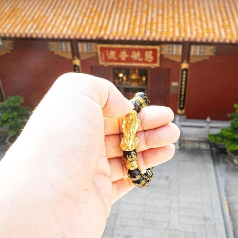 biuufish Feng Shui Bracelet Obsidian Bracelet, Pi Xiu Feng Shui Bracelet Buddhist 12mm Prayer Beads Bracelet Consecration Bracelets Can Bring Luck and Wealth Bracelets for Men Women in Kuwait