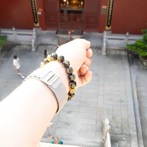biuufish Feng Shui Bracelet Obsidian Bracelet, Pi Xiu Feng Shui Bracelet Buddhist 12mm Prayer Beads Bracelet Consecration Bracelets Can Bring Luck and Wealth Bracelets for Men Women in Kuwait