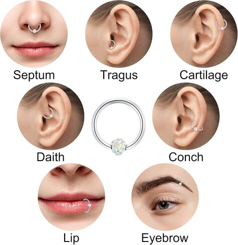Anicina Rook Curved Barbell Piercing Jewelry Surgical Steel Rook Earrings Eyebrow Rings for Women Horseshoe Rook Eyebrow Septum Piercing Hoop 16G Silver Black in Kuwait