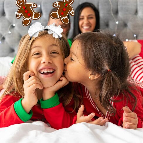 Needzo Gingerbread Man Headband with Tulle, Sparkly Festive Holiday Party Accessory, Stocking Stuffer, or Gift, One Size Fits Most in Kuwait