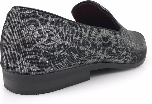 ARK1 Men's Vintage Satin Silky Floral Fashion Dress Loafer Slip On Tuxedo Formal Dress Shoes Designer in Kuwait