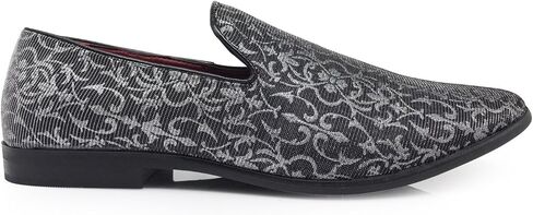 ARK1 Men's Vintage Satin Silky Floral Fashion Dress Loafer Slip On Tuxedo Formal Dress Shoes Designer in Kuwait