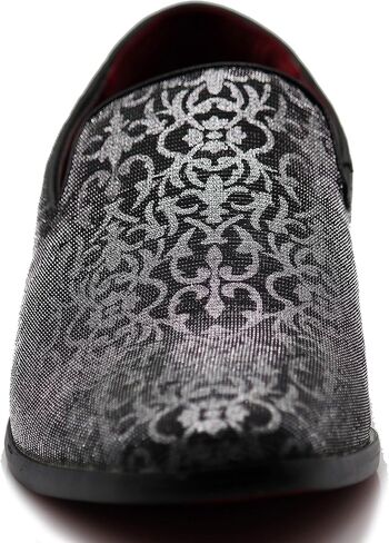 ARK1 Men's Vintage Satin Silky Floral Fashion Dress Loafer Slip On Tuxedo Formal Dress Shoes Designer in Kuwait