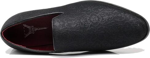 ARK1 Men's Vintage Satin Silky Floral Fashion Dress Loafer Slip On Tuxedo Formal Dress Shoes Designer in Kuwait