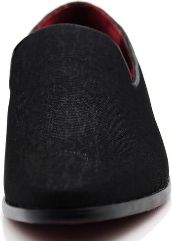 ARK1 Men's Vintage Satin Silky Floral Fashion Dress Loafer Slip On Tuxedo Formal Dress Shoes Designer in Kuwait