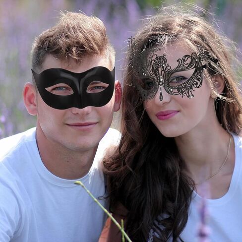 Loieryk Masquerade Mask for Women and Men Couples Metal Rhinestone Masquerade Mask Set Mardi Gras Mask Masquerade Mask for Halloween Theme Party in Saudi Arabia