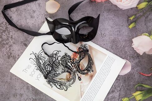 Loieryk Masquerade Mask for Women and Men Couples Metal Rhinestone Masquerade Mask Set Mardi Gras Mask Masquerade Mask for Halloween Theme Party in Saudi Arabia