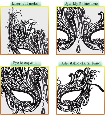 Loieryk Masquerade Mask for Women and Men Couples Metal Rhinestone Masquerade Mask Set Mardi Gras Mask Masquerade Mask for Halloween Theme Party in Saudi Arabia