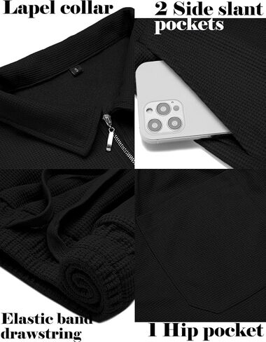 Babioboa Men's Short Sleeve Polo Shirt & Shorts set Summer Two Piece Outfits 3 Pockets zip Tracksuit Casual Athletic Sports in Kuwait