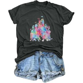 LUKYCILD Magic Castle Shirt Cute Graphic Short Sleeve T-Shirt Casual Holiday Vacation Tops