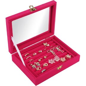 Portable Velvet Jewelry Box Organizers - Multifunction Jewelry Holder Earring Holder Travel Jewelry Box Save Space Suitable Gift For Girls Or Women (Gray) 1
