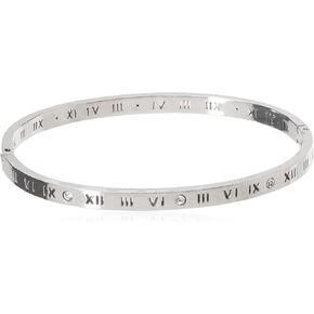 باولي سوار حلقي مزين باحجار الزركون بارقام رومانية للنساء (فضي) in Kuwait