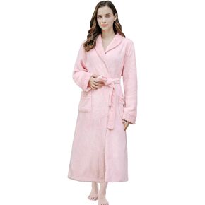 Womens Robe Plush, Winter Fleece Robes for Women, Long Bath Robe Plush Soft Warm Fleece Bathrobes