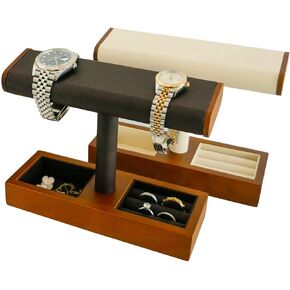Watch Stand with Jewelry Organizer – Solid Ashwood Watch Organizer – Versatile Jewelry Holder for Watches, Bracelets, Rings, Necklaces – Elegant and Classy Countertop Organizer