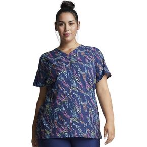 Dickies EDS Women Scrubs Top V-Neck Print DK717