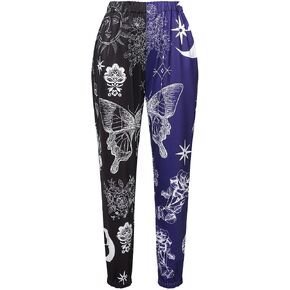XFLnaraz Women's Fashion Printed Jogger Pants Elastic Waist Color Block Street Loose Sweatpants with Pockets in Kuwait
