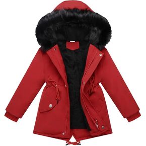 Podgina Girl Winter Coats Heavyweight Hooded Puffer Jacket Kid Parka Fleece Snow Outwear