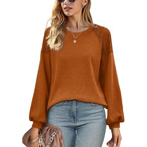 Neweek بلوزات للنساء رقبة دائرية سترات منسوجة من الدانتيل مرقع كم طويل بلايز موضة خريف 2023 in Kuwait