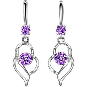 Dangle Plated Silver Nickel Free Earrings for Women Girls Teens Fashion Heart Dangle Drop Sparkly Crystal Earrings for Women Girls Teens