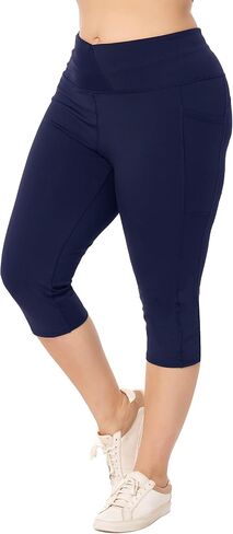 ZERDOCEAN Women's Plus Size Leggings Sports Capris with Pockets High Waisted Athletic Workout Yoga Tummy Control Pants in Kuwait