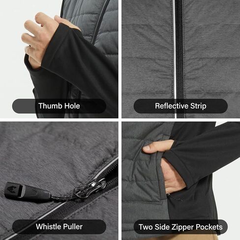 سترة الجري خفيفة الوزن للرجال من ALPHA CAMP مع فتحات للإبهام، وسترة شتوية حرارية بسحاب كامل ومعاطف هجينة in Kuwait