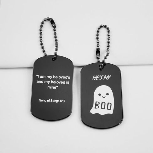 aiviwiai سلسلة مفاتيح زوجين مضحكة له - سلسلة مفاتيح بتصميم شبح لطيف منقوشة بآية الكتاب المقدس - هدايا العلاقة لصديقها وصديقتها - مجوهرات الأزواج وأساور الحب in Kuwait