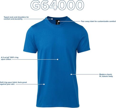 Gildan Softstyle Cotton T-Shirt, Style G64000, Multipack, White (12-Pack) in Kuwait