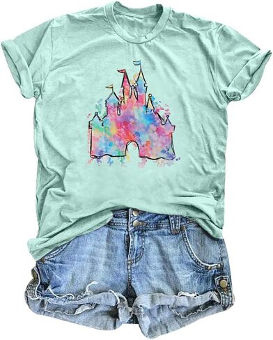 تي شيرت LUKYCILD Magic Castle قميص لطيف بأكمام قصيرة ورسومات كاجوال للعطلات in Kuwait