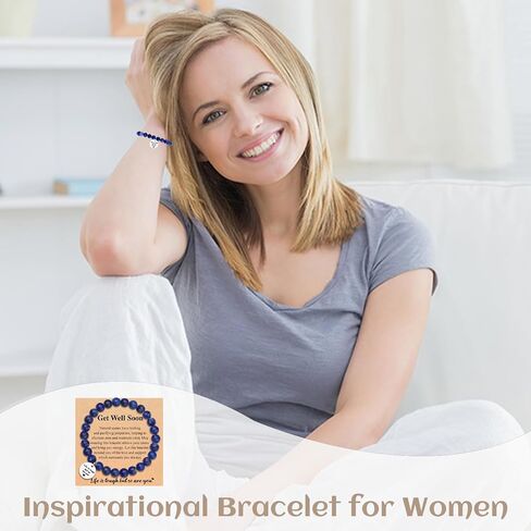 Your Always Charm Get Well Soon Gifts Cancer Care Gifts for Women Natural Stone Amethyst Healing Bracelet Inspirational Bracelet for Women Trendy in Saudi Arabia