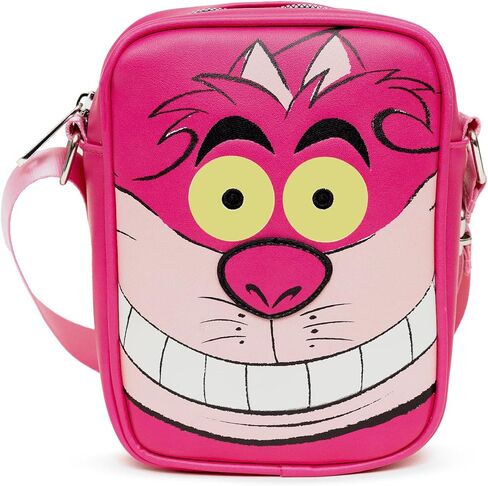 Disney Bag, Cross Body, Alice in Wonderland Cheshire Cat Close Up with GITD Eyes, Pink, Vegan Leather in Saudi Arabia