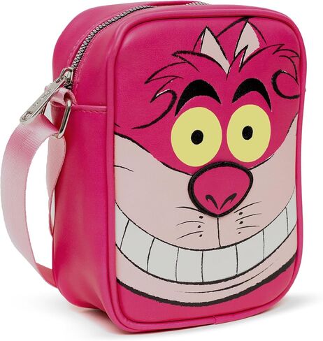 Disney Bag, Cross Body, Alice in Wonderland Cheshire Cat Close Up with GITD Eyes, Pink, Vegan Leather in Saudi Arabia