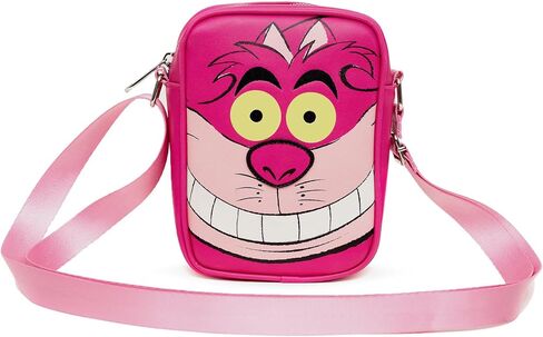 Disney Bag, Cross Body, Alice in Wonderland Cheshire Cat Close Up with GITD Eyes, Pink, Vegan Leather in Saudi Arabia