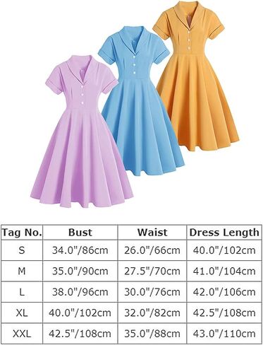 Women 1950s Vintage Short Sleeve Peter Pan Collar Retro Swing A Line Midi Summer Dress Cocktail Party Evening Prom Gown in Kuwait