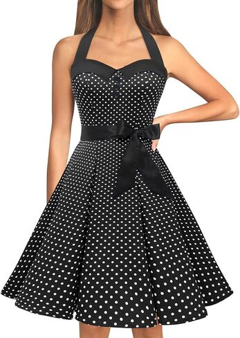 Dressystar خمر البولكا نقطة ريترو كوكتيل فساتين حفلة موسيقية 50's 60's ضمادة روكابيلي in Kuwait