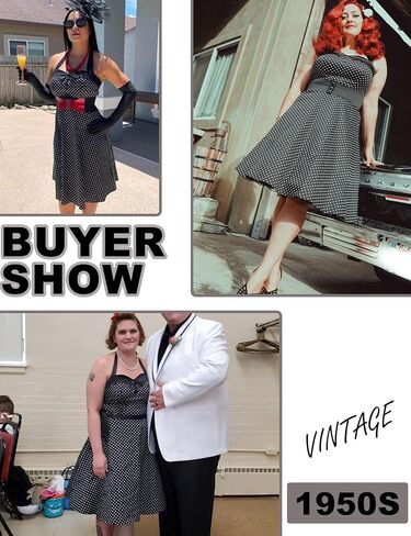 Dressystar خمر البولكا نقطة ريترو كوكتيل فساتين حفلة موسيقية 50's 60's ضمادة روكابيلي in Kuwait