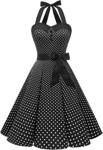 Dressystar خمر البولكا نقطة ريترو كوكتيل فساتين حفلة موسيقية 50's 60's ضمادة روكابيلي in Kuwait