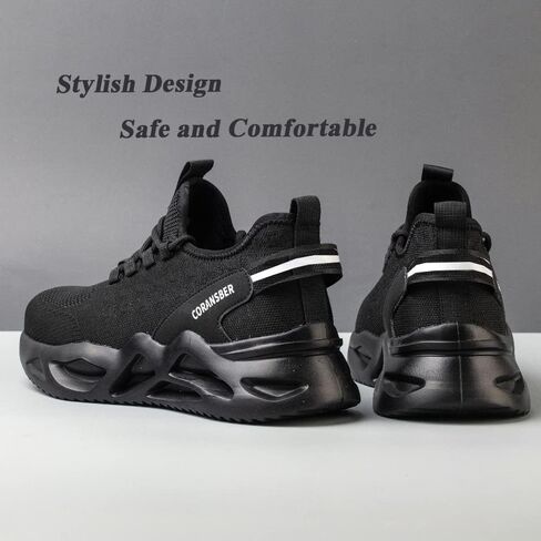 Steel Toe Shoes for Men Comfortable Slip On Safety Shoes Women Lightweight Industrial & Construction Work Sneakers in Saudi Arabia