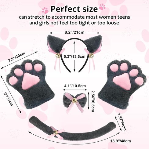 طقم زي لوليتا القوطية التنكري من يو وانت مي على شكل قطة يتكون من ذيل القط وقفازات مخالب القطة وطوق أذن القطة in Kuwait