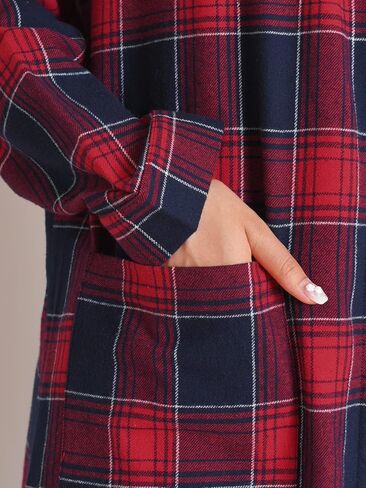 Latuza Women's Cotton Flannel Button Up Robe Long Sleeves Housecoat in Saudi Arabia