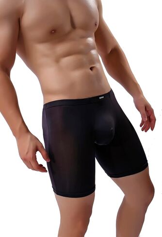 IKINGSKY Men's Long Leg Boxer No Ride Up Underwear Seamless Front Trunks Stretch Mens Underpanties Great for Sport in Saudi Arabia