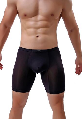 IKINGSKY Men's Long Leg Boxer No Ride Up Underwear Seamless Front Trunks Stretch Mens Underpanties Great for Sport in Saudi Arabia