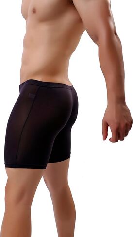 IKINGSKY Men's Long Leg Boxer No Ride Up Underwear Seamless Front Trunks Stretch Mens Underpanties Great for Sport in Saudi Arabia