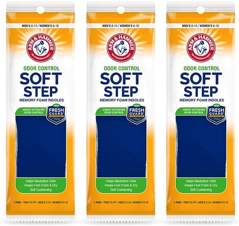 Arm & Hammer Odor Control Soft Step Insoles, Memory Foam Insoles for Men, Memory Foam Insoles for Women, Best Insoles for Standing All Day, Foot Inserts, Shoe Inserts Men and Women -1 Pair in Saudi Arabia