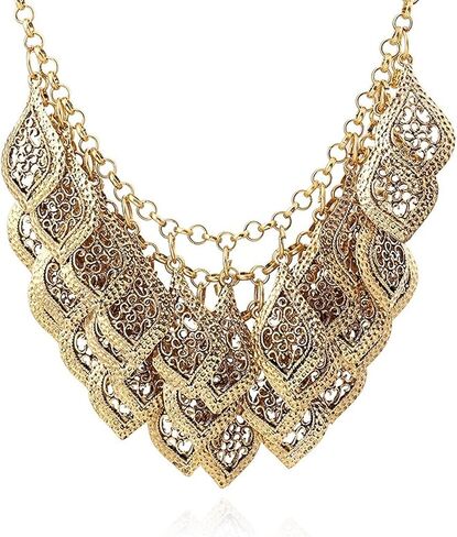 YKshop قلادة معدنية على شكل ورقة شراب متعددة الطبقات هدية للنساء in Kuwait