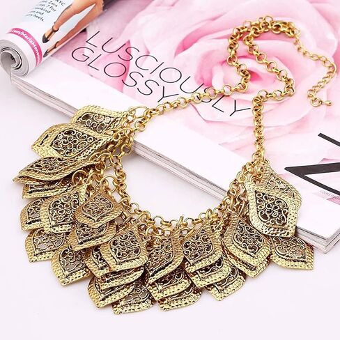 YKshop قلادة معدنية على شكل ورقة شراب متعددة الطبقات هدية للنساء in Kuwait