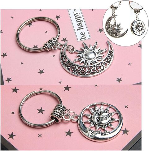 Acxico 2Pcs Charm Moon Sun Keychain And Crescent Moon Keychain Women And Men Vintage Keychain in Saudi Arabia
