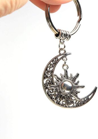 Acxico 2Pcs Charm Moon Sun Keychain And Crescent Moon Keychain Women And Men Vintage Keychain in Saudi Arabia